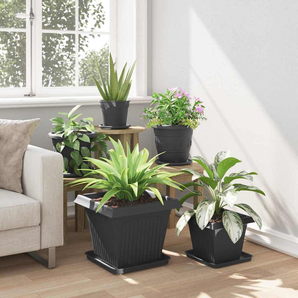 Square Flower Pot 24 pcs Black 38 x 38 x 30 cm Plastic