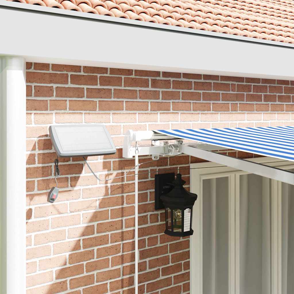 Retractable Awning Blue and white 6 x 3 m Fabric and metal