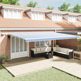 Retractable Awning Blue and white 6 x 3 m Fabric and metal