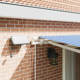 Retractable Awning with Blue and white 5 x 3 m Fabric and metal