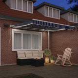 Retractable Awning Manual Blue and White 350 x 250 cm