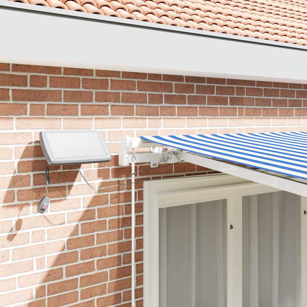 Retractable Awning Manual Blue and White 350 x 250 cm