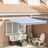 Retractable Awning Manual Blue and White 350 x 250 cm