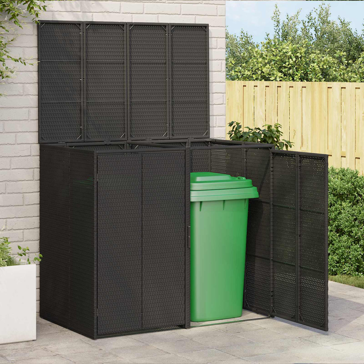 Box Garbage Bin Box 2 pcs Black 130 x 80 x 115 cm Polyethylene