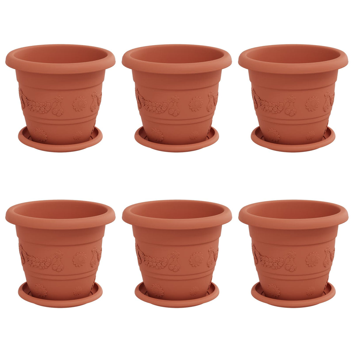 Plant Pots 6 pcs Brick Red Ø 22 x 18 cm Plastic