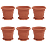 Plant Pots 6 pcs Brick Red Ø 22 x 18 cm Plastic