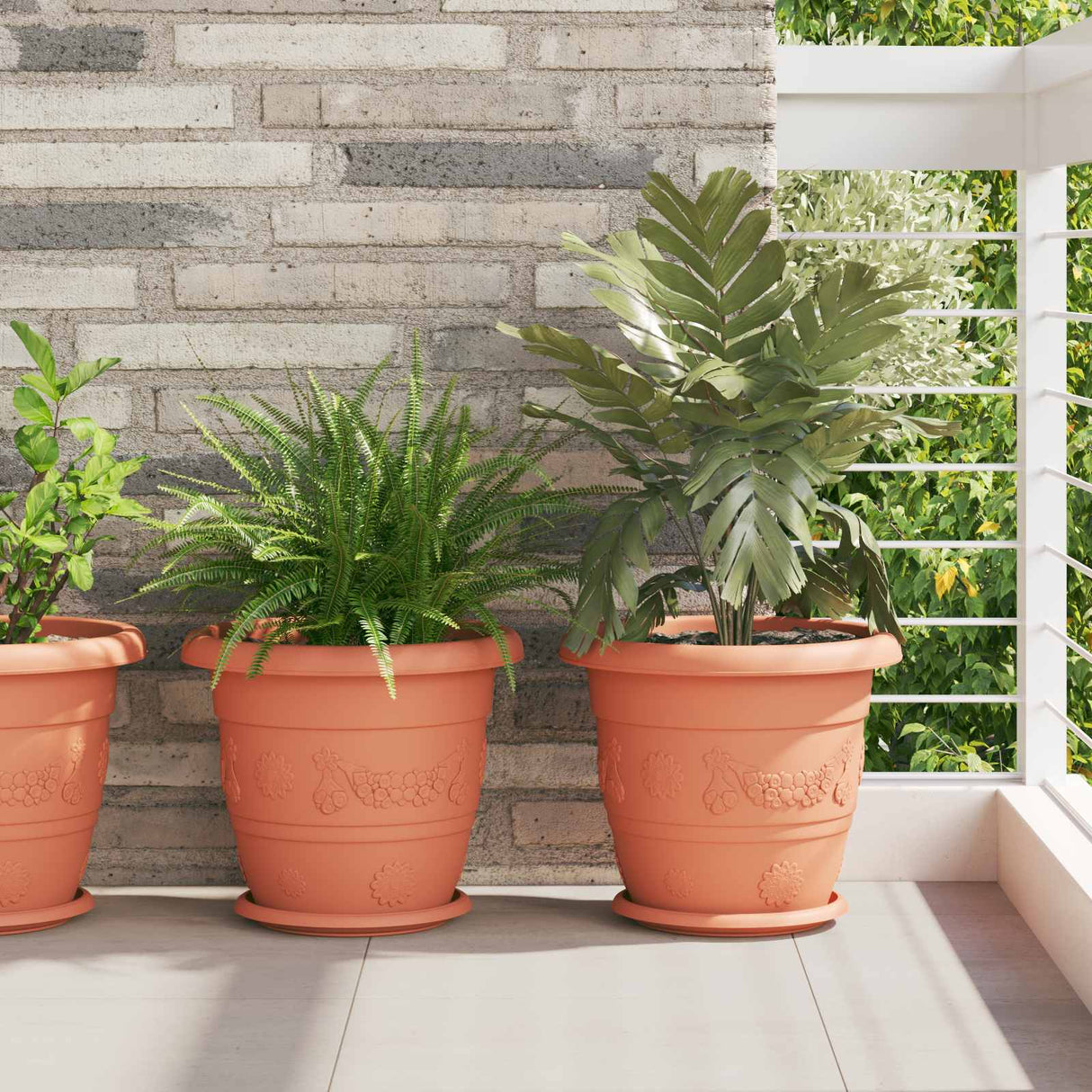 Plant Pots 6 pcs Brick Red Ø 34 x 28 cm Plastic