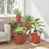 Plant Pots 6 pcs Brick Red Ø 34 x 28 cm Plastic
