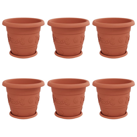 Plant Pots 6 pcs Brick Red Ø 34 x 28 cm Plastic