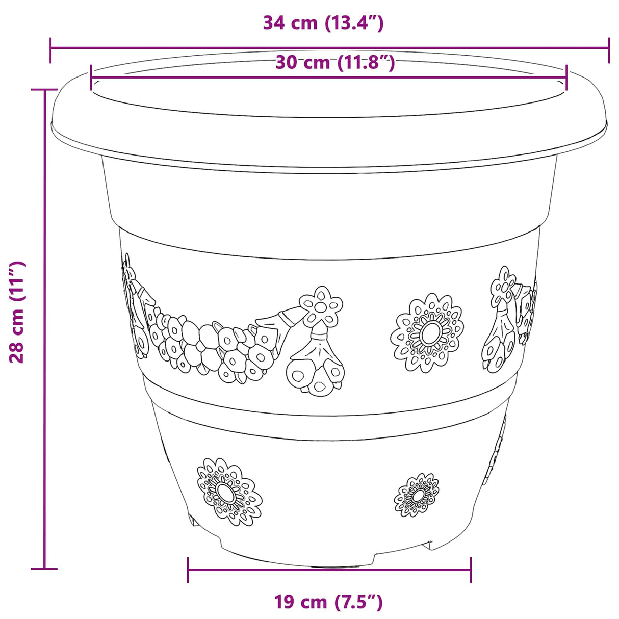 Plant Pots 6 pcs Brick Red Ø 34 x 28 cm Plastic