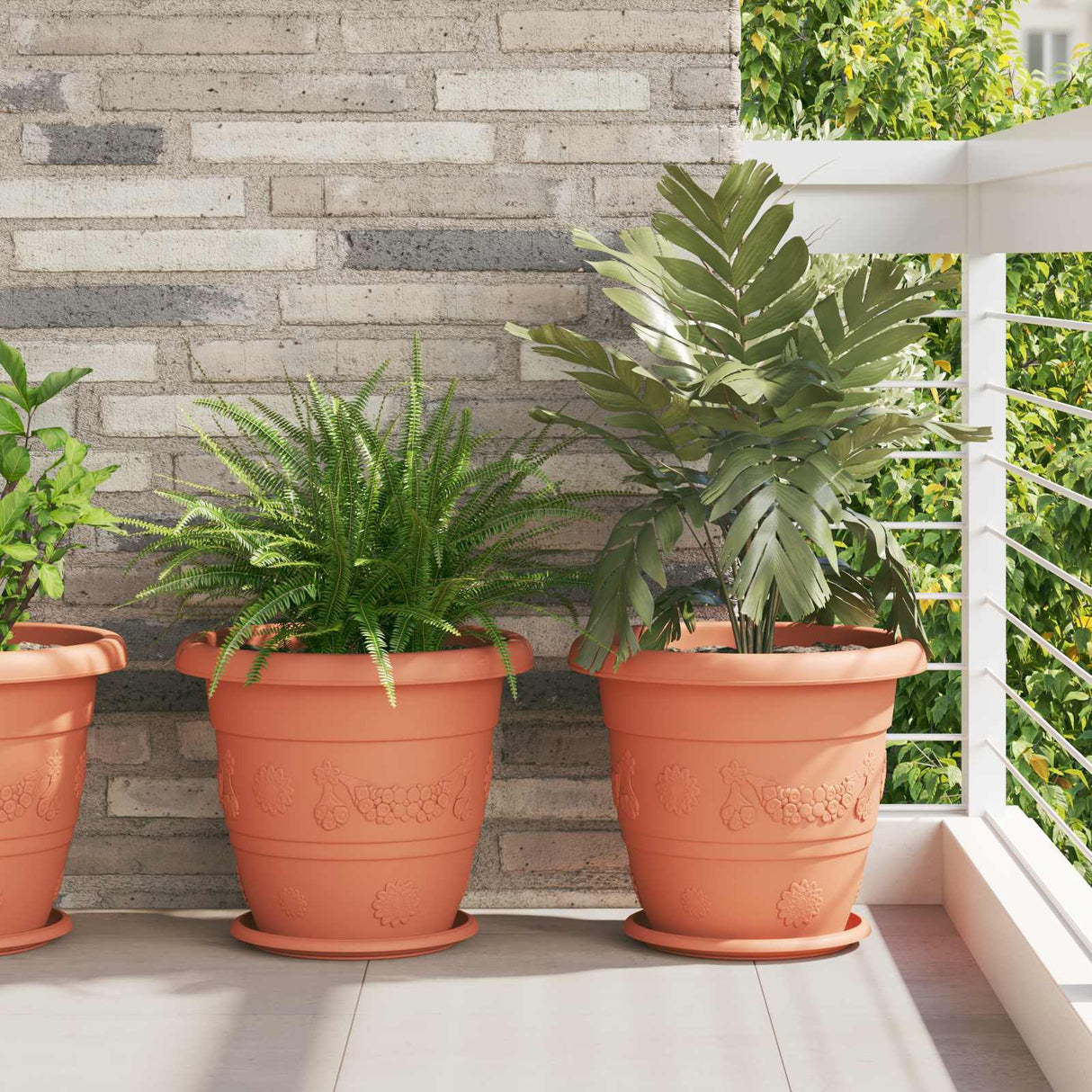 Plant Pots 6 pcs Brick Red Ø 39 x 32 cm Plastic