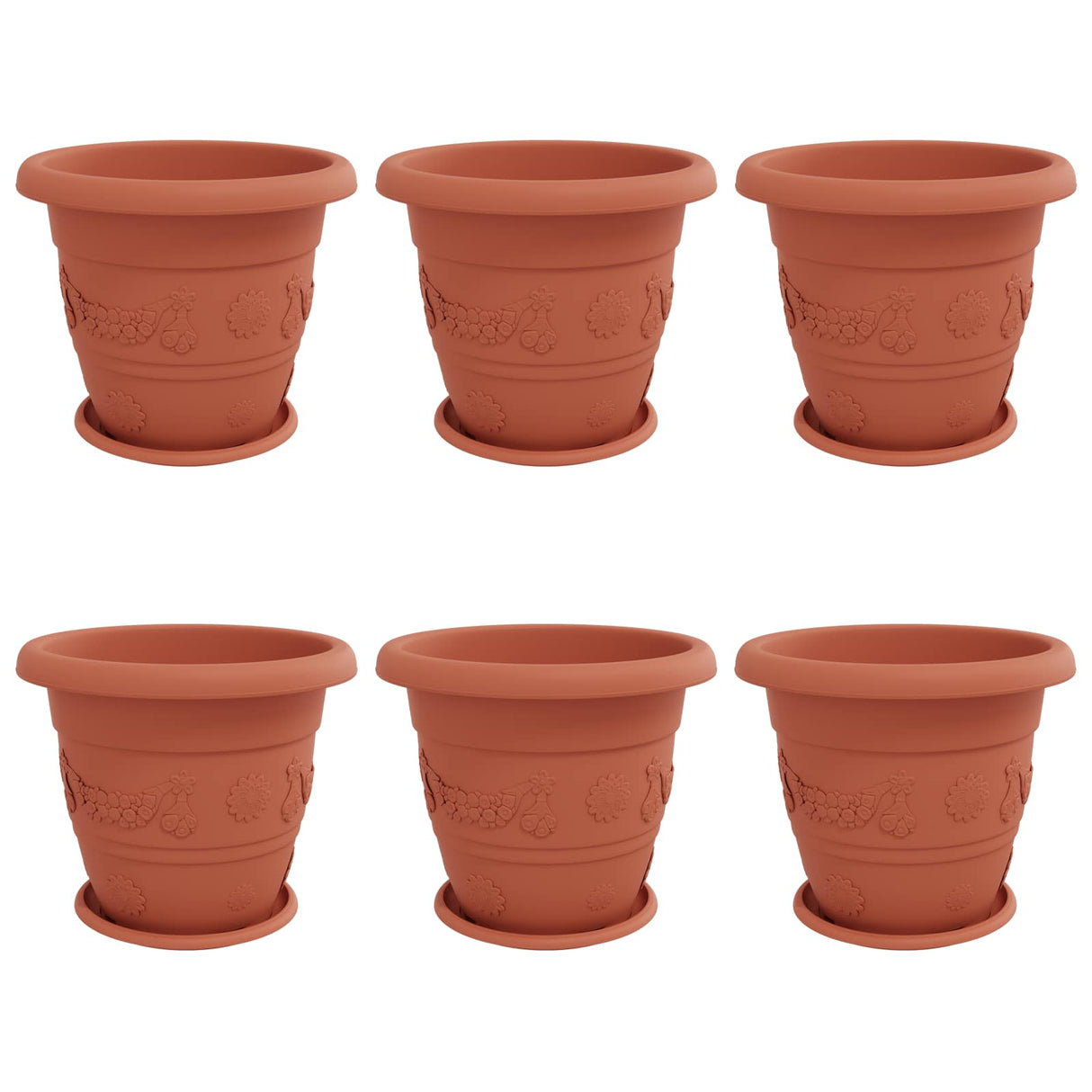 Plant Pots 6 pcs Brick Red Ø 39 x 32 cm Plastic