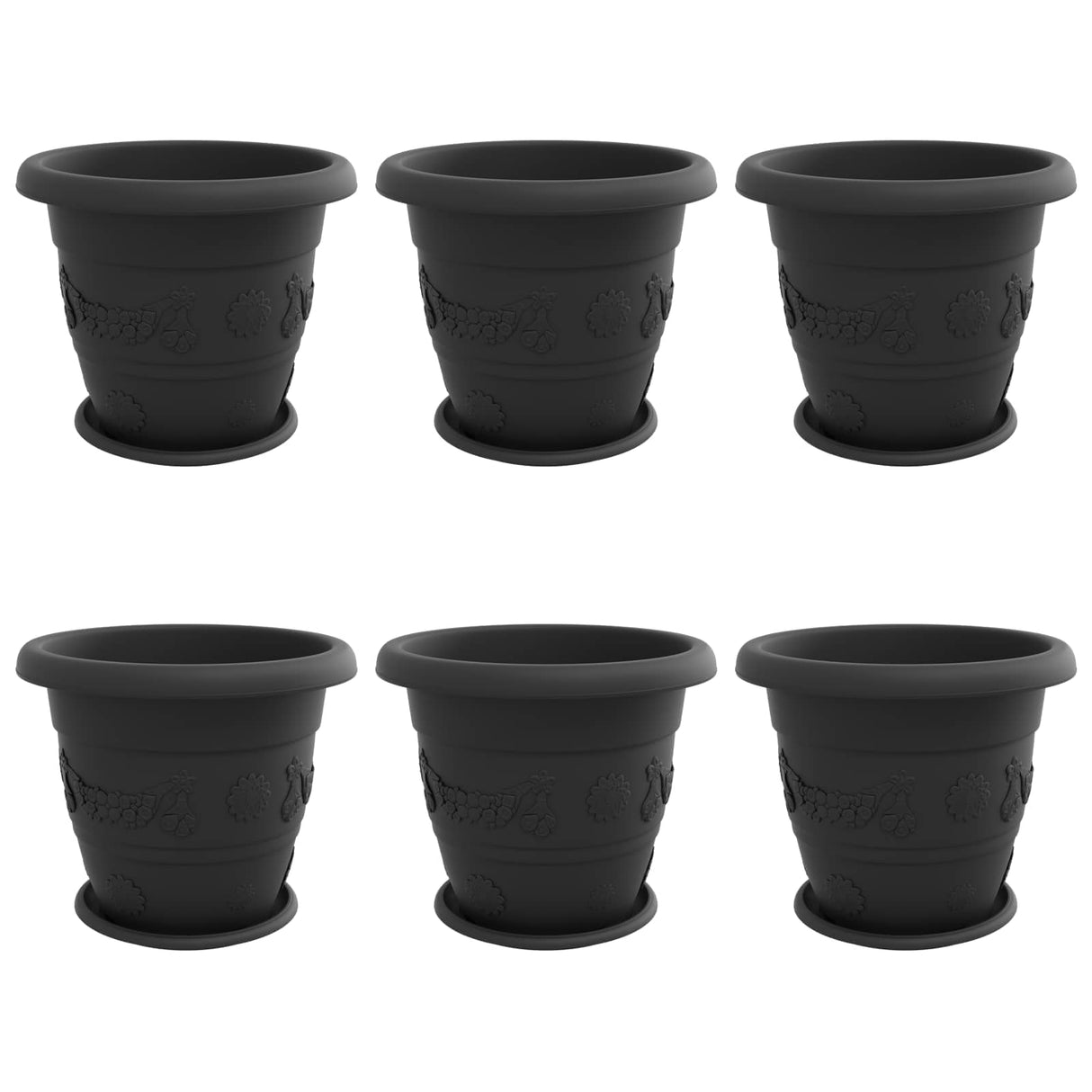 Plant Pots 6 pcs Black Ø 39 x 32 cm Plastic
