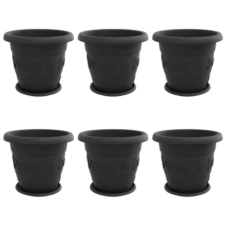 Plant Pots 6 pcs Black Ø 39 x 32 cm Plastic