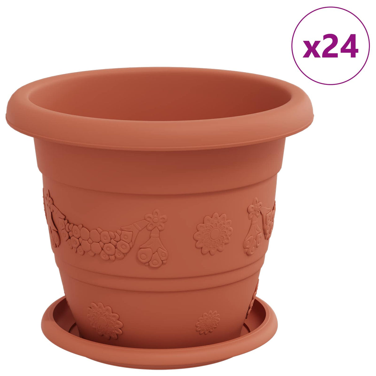 Plant Pots 24 pcs Brick Red Ø 22 x 18 cm Plastic