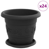 Plant Pots 24 pcs Black Ø 22 x 18 cm Plastic