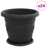 Plant Pots 24 pcs Black Ø 26 x 21.5 cm Plastic