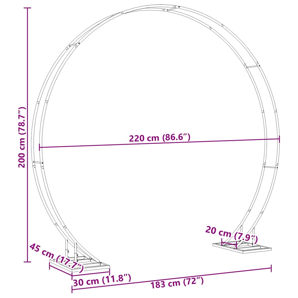 Wedding Arch White 220 x 45 x 200 cm Steel