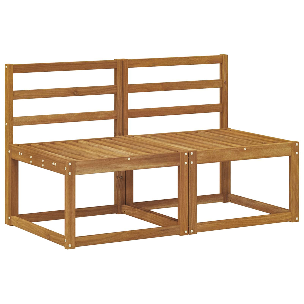 2 Piece Outdoor Middle Sofa Solid Acacia Wood Natural