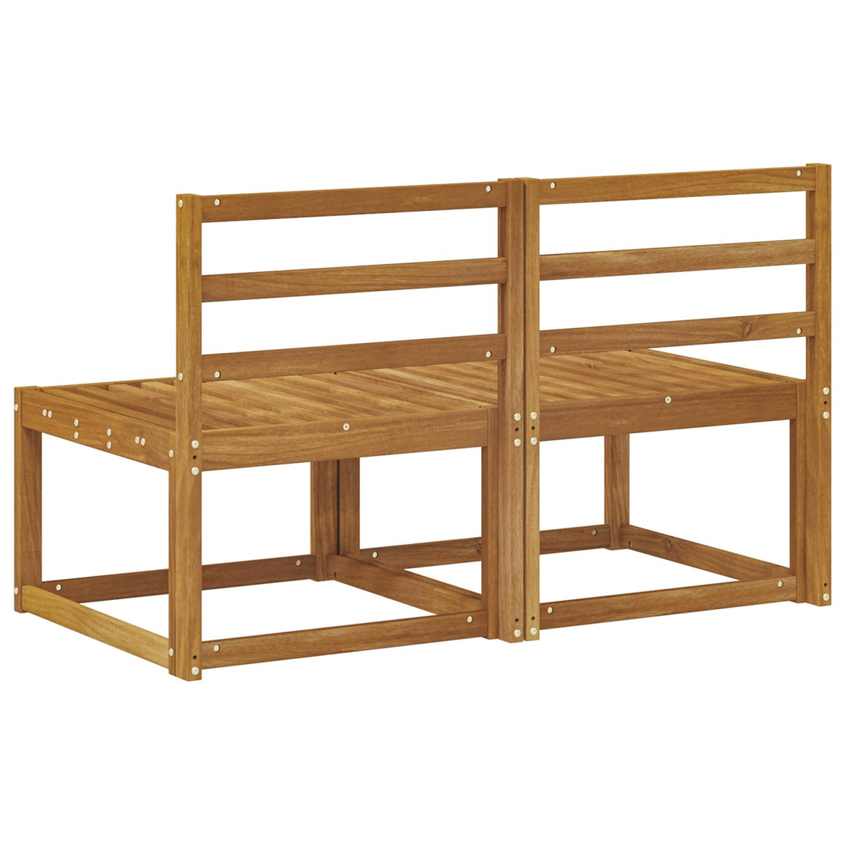 2 Piece Outdoor Middle Sofa Solid Acacia Wood Natural