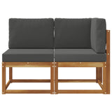 Outdoor Middle and Corner Sofa 2 Piece Natural and Anthracite