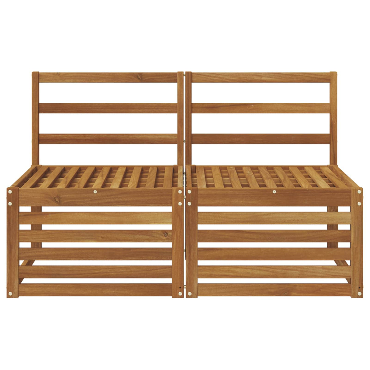 2 Piece Outdoor Middle Sofa Solid Acacia Wood Natural