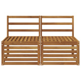 2 Piece Outdoor Middle Sofa Solid Acacia Wood Natural