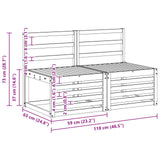 2 Piece Outdoor Middle Sofa Solid Acacia Wood Natural