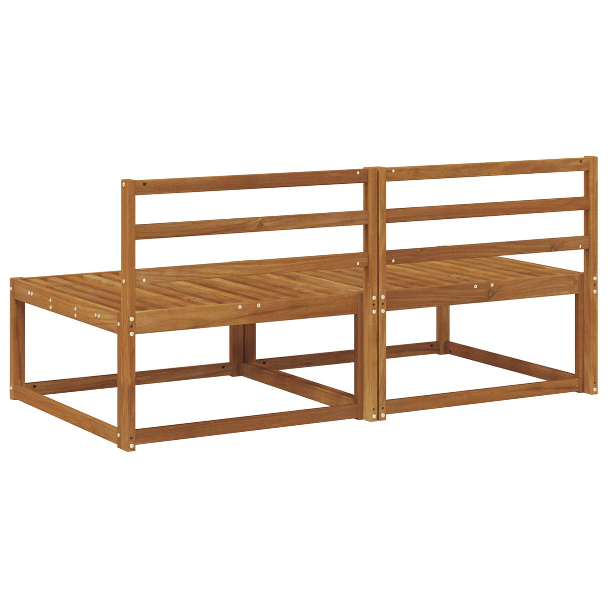 2 Piece Outdoor Middle Sofa Solid Acacia Wood Natural