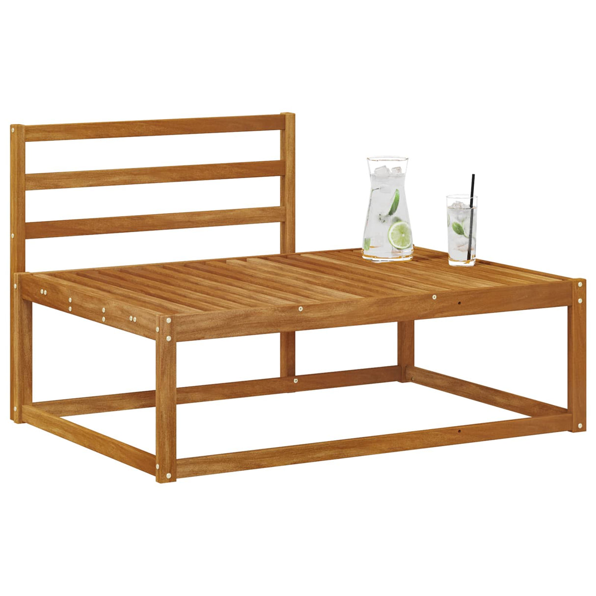 Outdoor End sofa Natural 115 x 83 x 73 cm Solid Acacia Wood