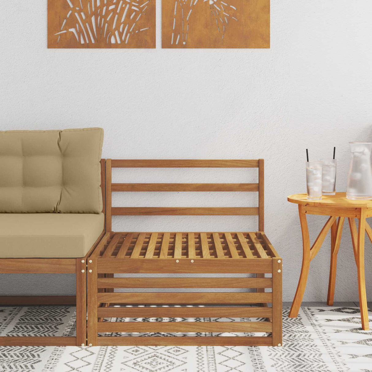 Outdoor Middle Sofa Solid Acacia Wood Natural 79 x 83 x 73 cm