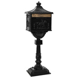 Standing Mailbox Black 42.5 x 29.5 x 117 cm Cast Aluminum