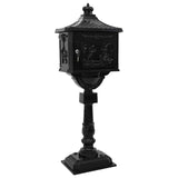 Standing Mailbox Black 42.5 x 29.5 x 117 cm Cast Aluminum