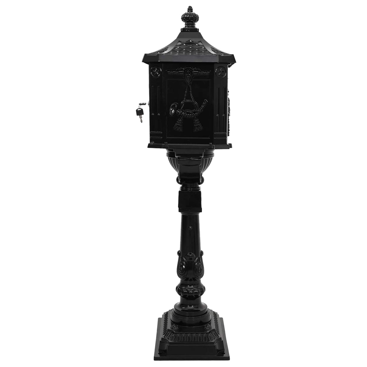 Standing Mailbox Black 42.5 x 29.5 x 117 cm Cast Aluminum