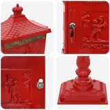 Standing Mailbox Red 42.5 x 29.5 x 117 cm Cast Aluminum