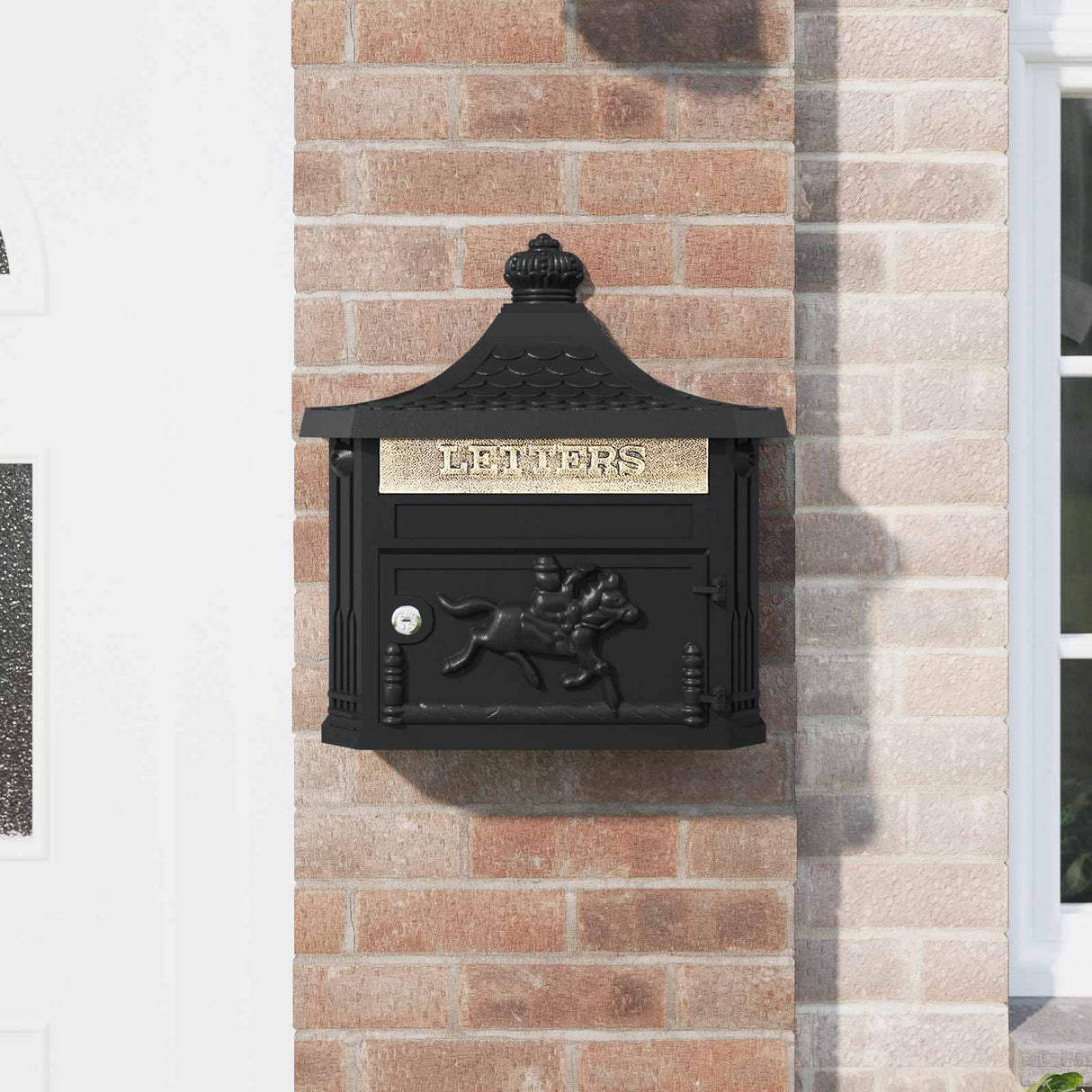 Wall Mounted Mailbox Black 40.5 x 16 x 45 cm Cast Aluminum