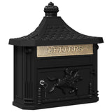 Wall Mounted Mailbox Black 40.5 x 16 x 45 cm Cast Aluminum