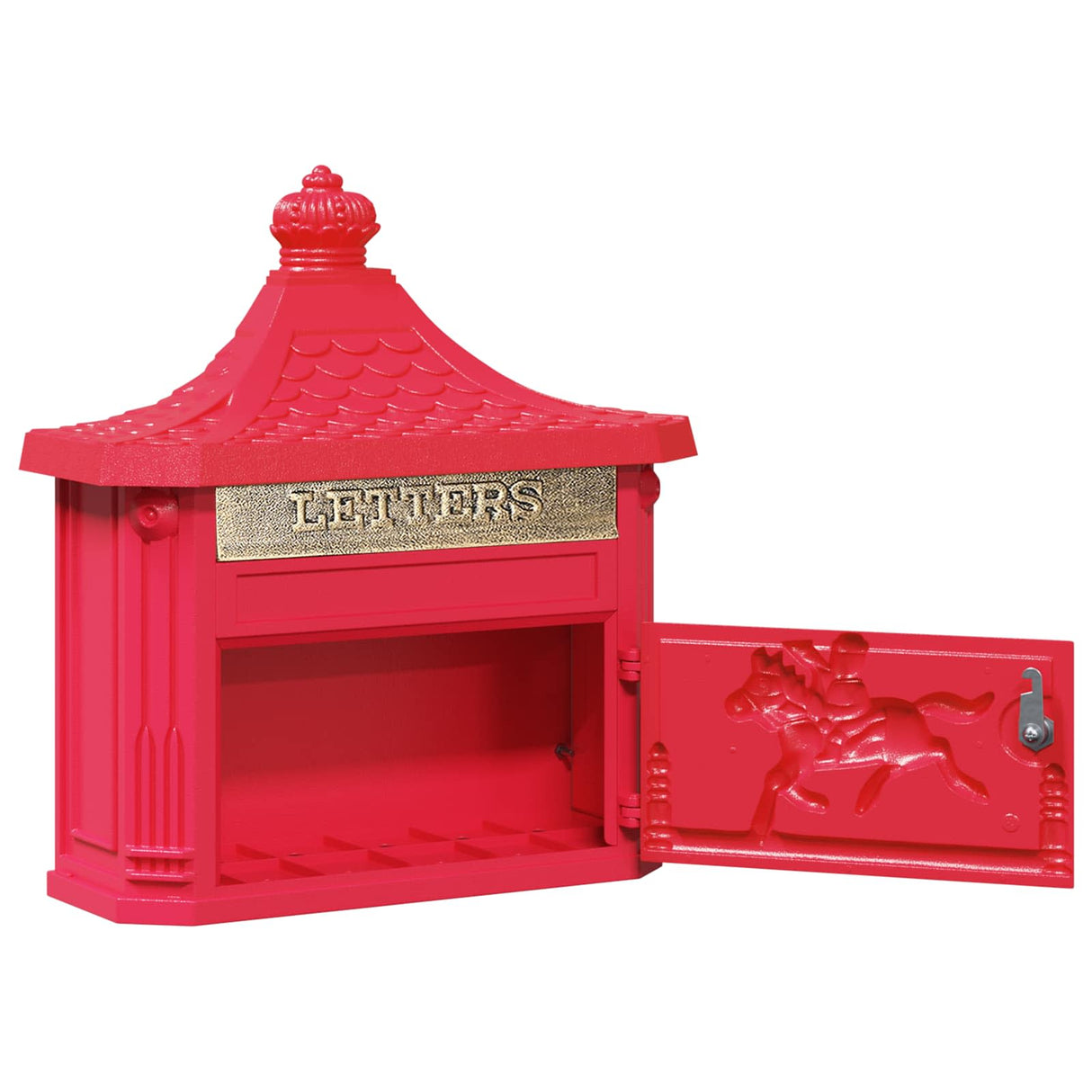 Wall Mounted Mailbox Red 40.5 x 16 x 45 cm Cast Aluminum