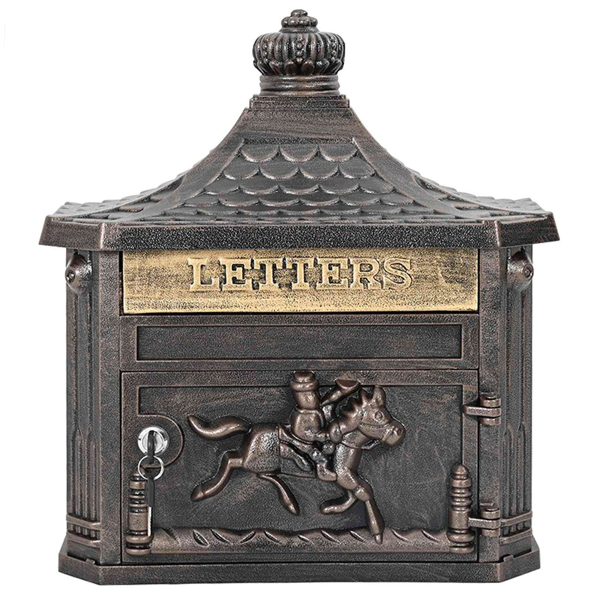 Wall Mounted Mailbox Bronze 40.5 x 16 x 45 cm Cast Aluminum
