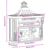 Wall Mounted Mailbox Bronze 40.5 x 16 x 45 cm Cast Aluminum