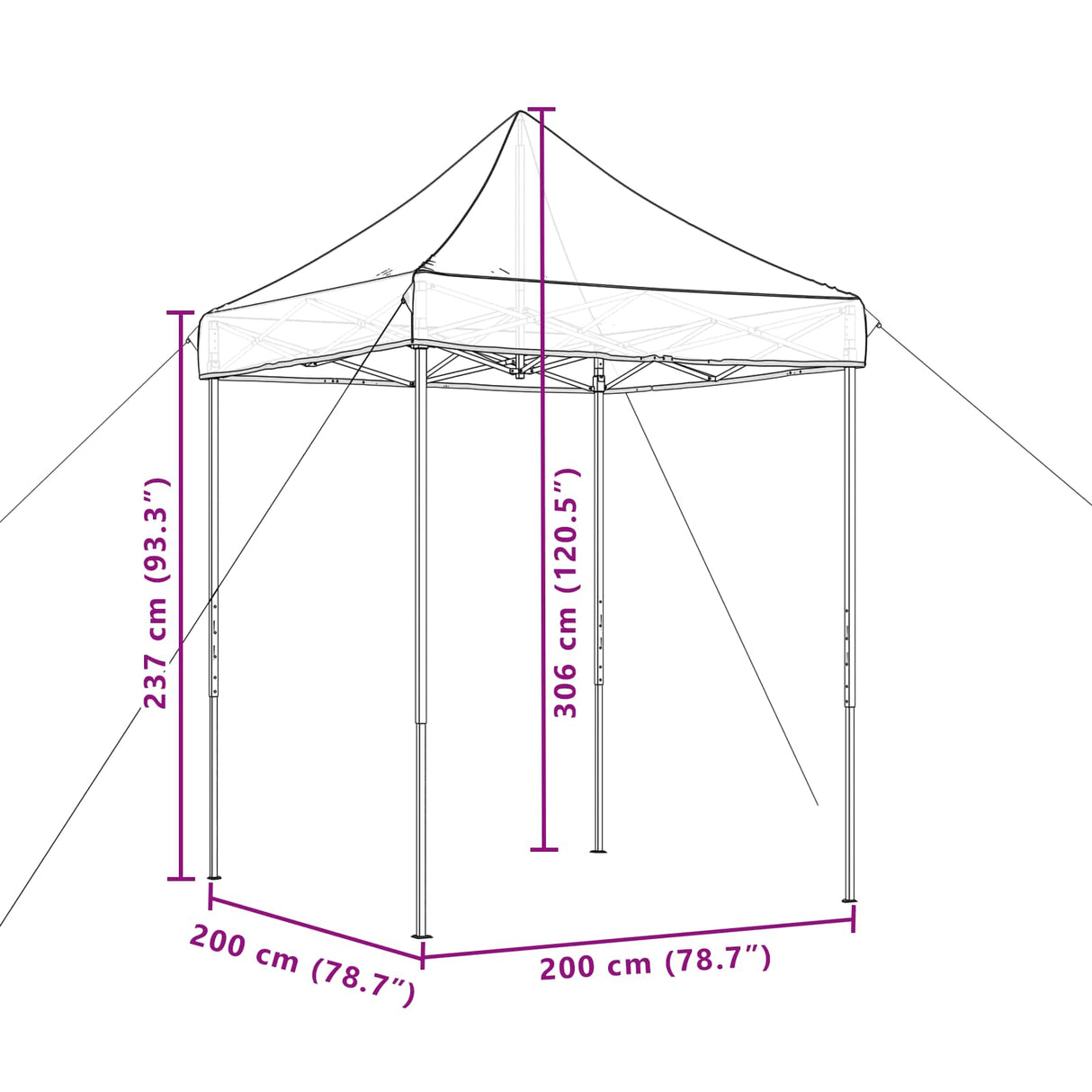 Party Tent Folding Burgundy 200 x 200 x 306 cm Oxford Fabric