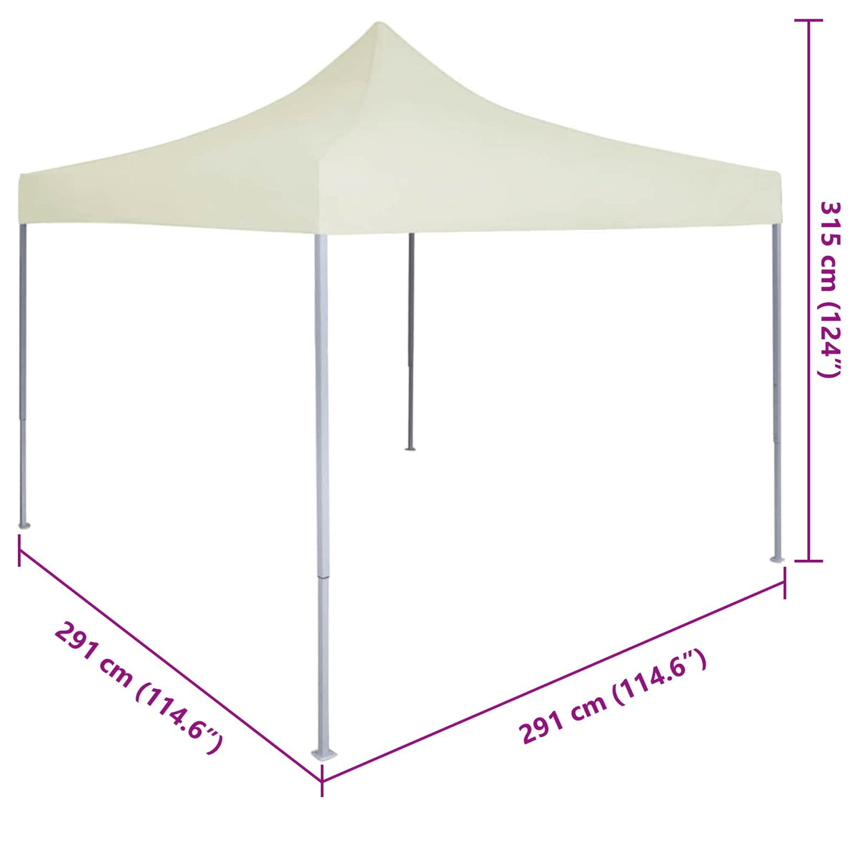 Party Tent Folding Cream 291 x 291 x 315 cm Oxford Fabric