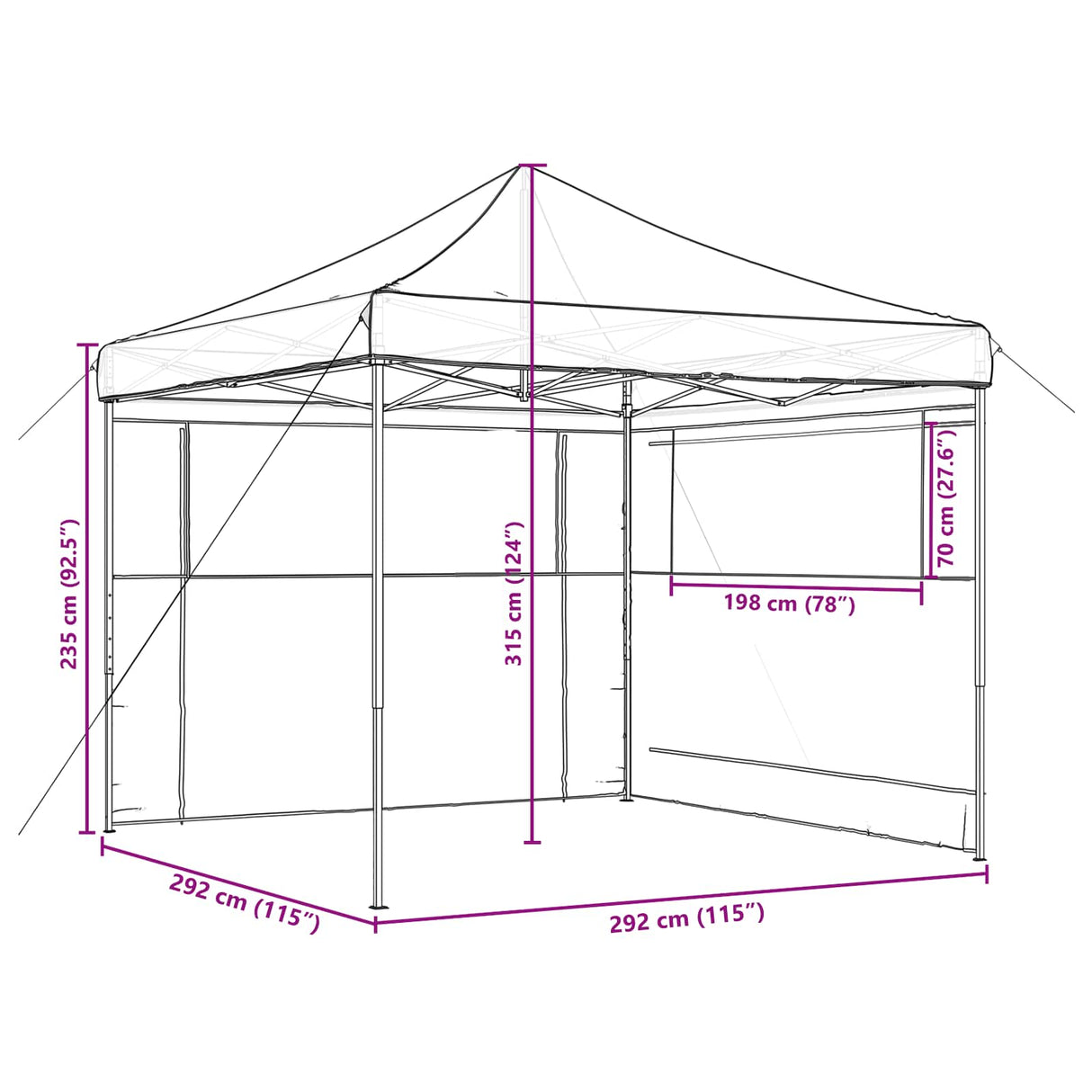 Party Tent Folding Beige 292 x 292 x 315 cm Oxford Fabric