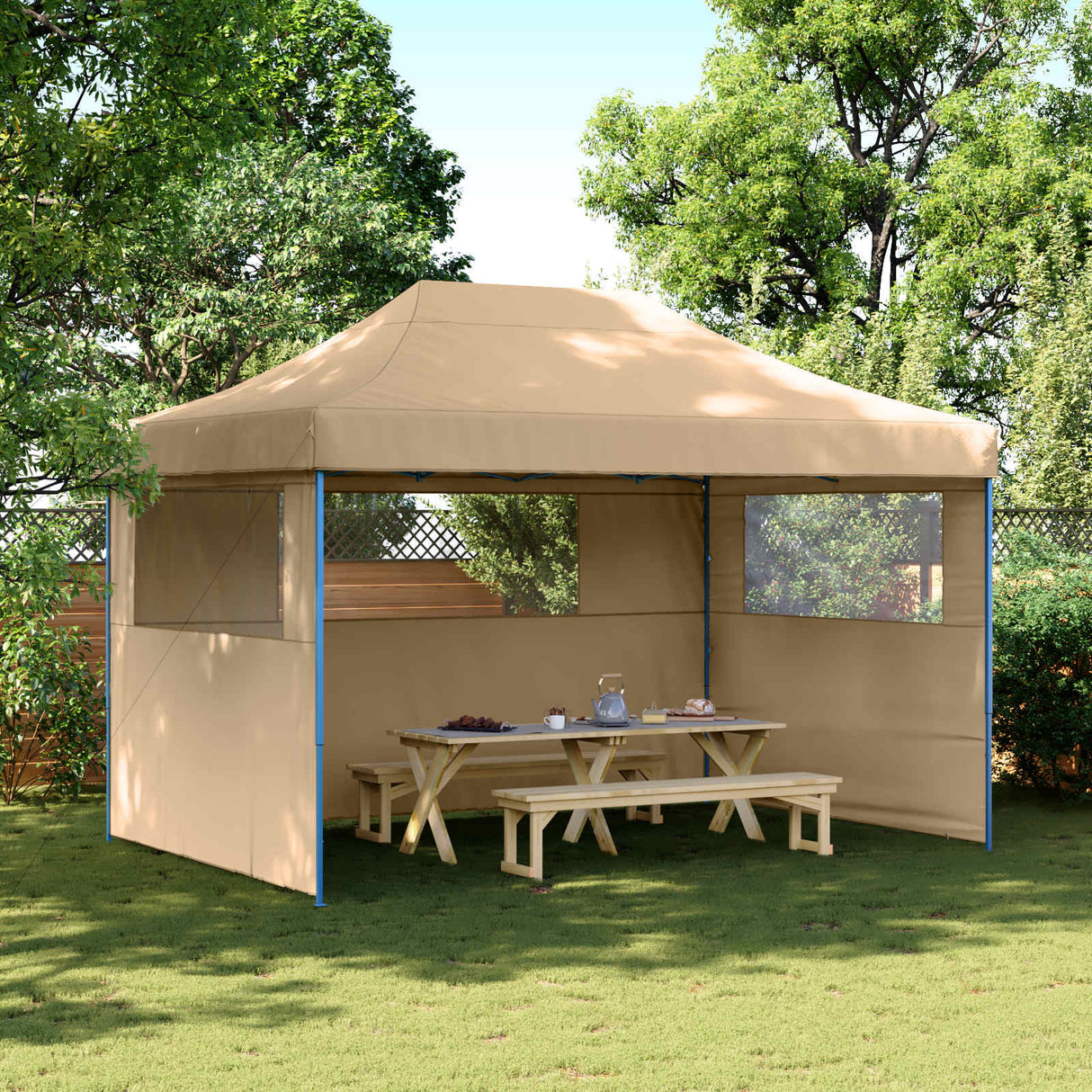 Party Tent Folding Beige 279 x 410 x 315 cm Oxford Fabric