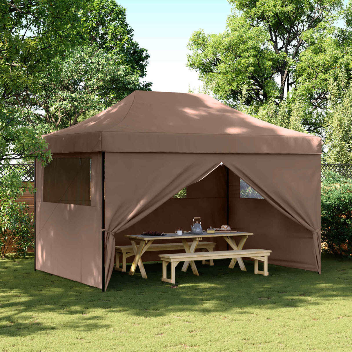 Party Tent Folding Brown 279 x 410 x 315 cm Oxford Fabric