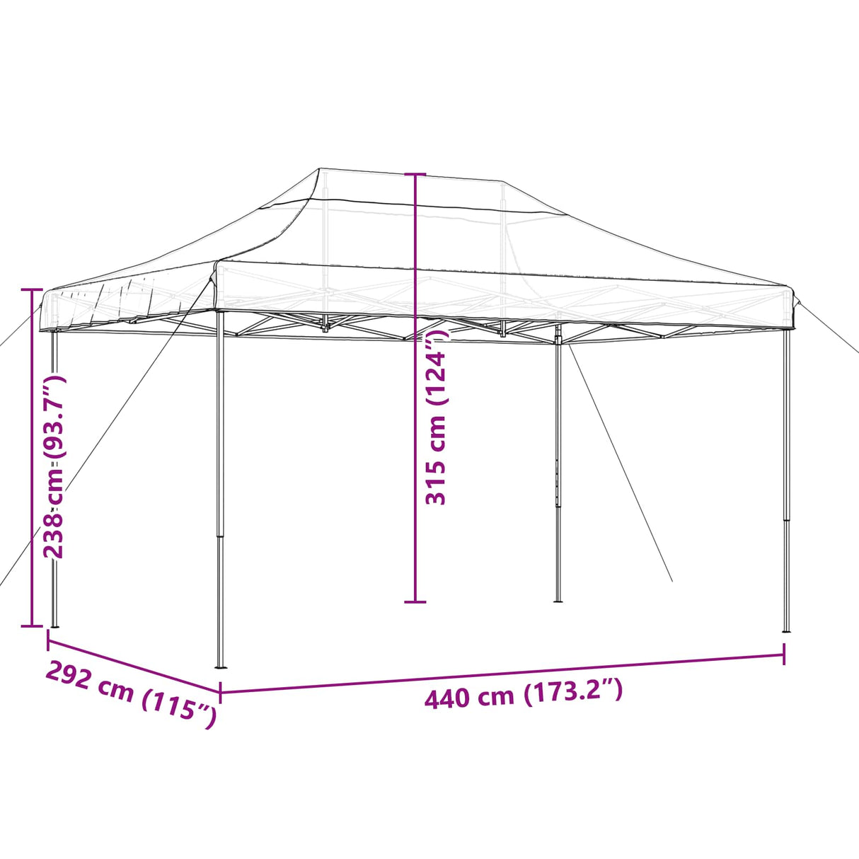 Party Tent Folding Terracotta 292 x 440 x 315 cm Oxford Fabric
