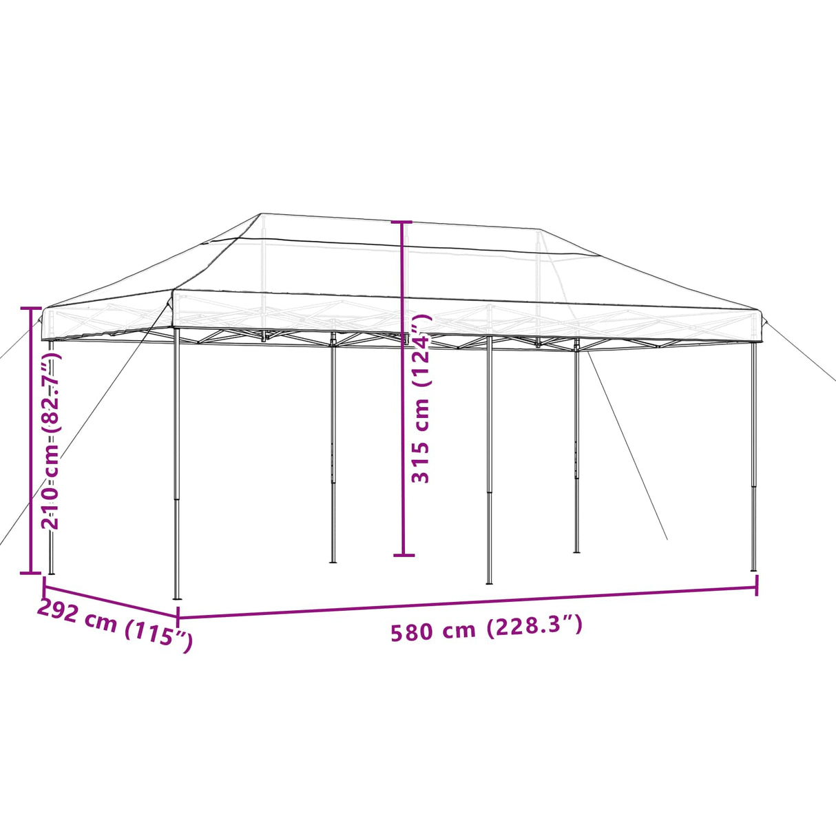 Party Tent Folding Orange 292 x 580 x 315 cm Oxford Fabric