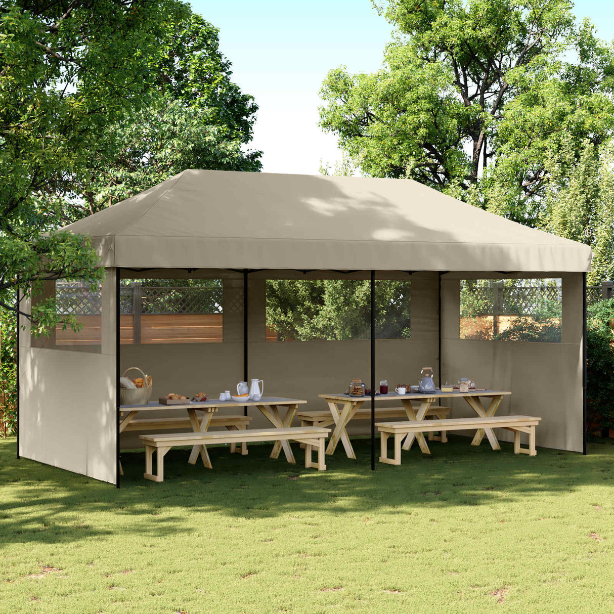 Party Tent Folding Taupe 292 x 580 x 315 cm Oxford Fabric