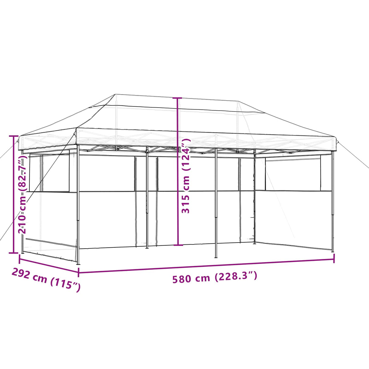 Party Tent Folding Taupe 292 x 580 x 315 cm Oxford Fabric