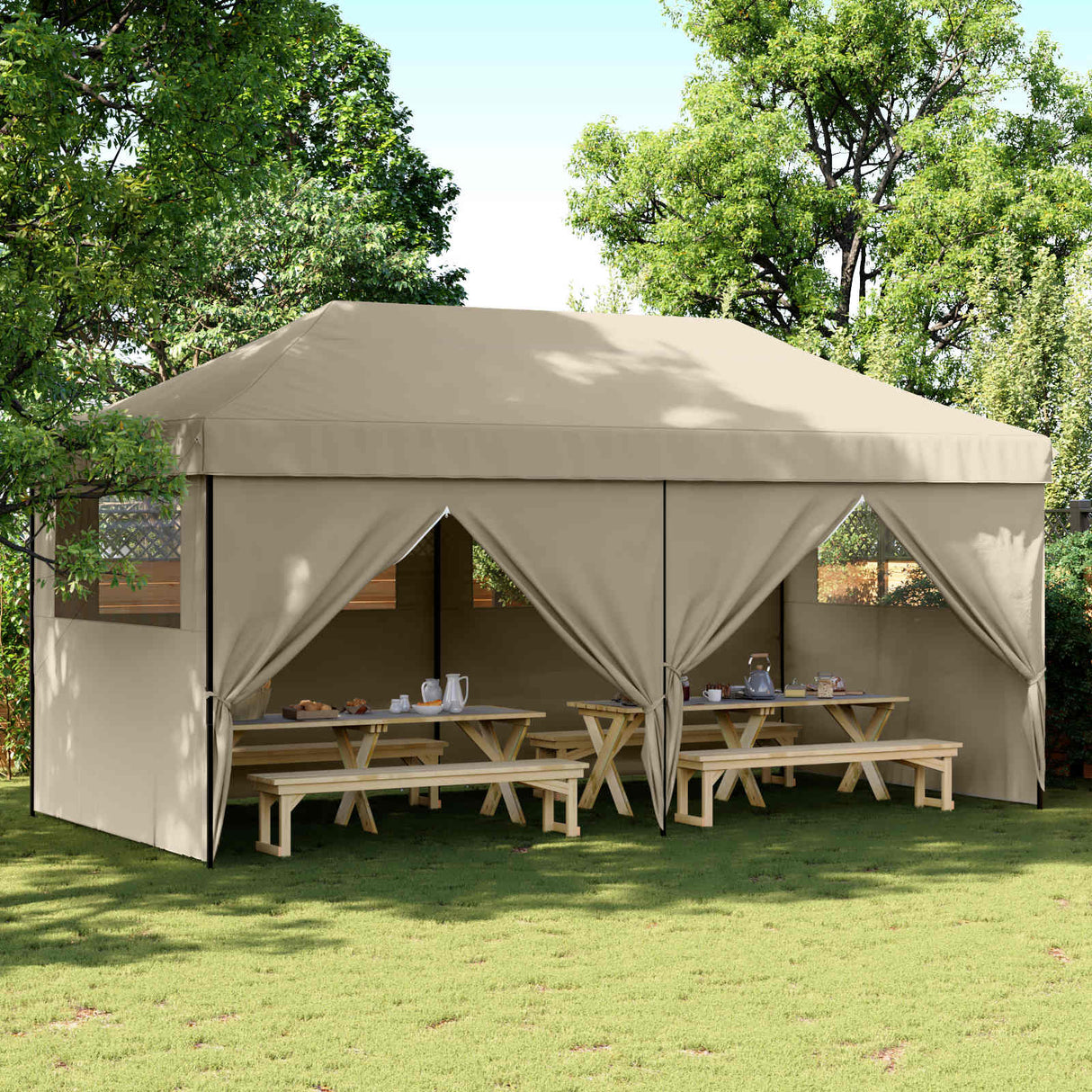 Party Tent Folding Taupe 292 x 580 x 315 cm Oxford Fabric